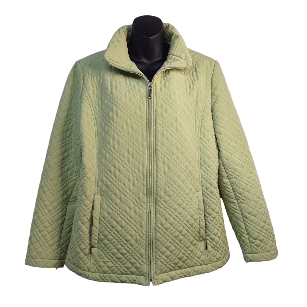Gallery Jacket Women's Green Quilted Coat Jacket Size L